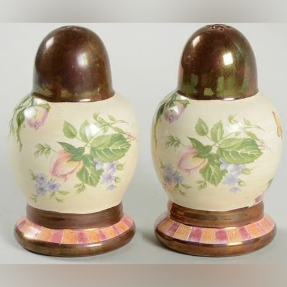 Mackenzie-Childs Chelsea Luster Floral Salt & Pepper Shaker Set